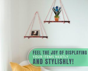Comfify Étagères Suspendues pour Mur-Lot de 2 Étagères Rustiques Farmhouse Boho <span class=keywords><strong>avec</strong></span> String 17x5.2 Épais Distressed, Torched Look Rea - Product Image 5