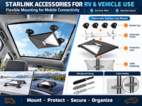 Kit d'installation Starlink avec étui de protection, support à ventouse, sangle coupe-vent, organisateur de câbles pour la maison, le camping-car, le camping et les voyages