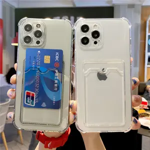 Phone Case With Card Holder TPU Shockproof Clear Case For IPhone 11 12 13 Pro Max 14 15 Pro Max