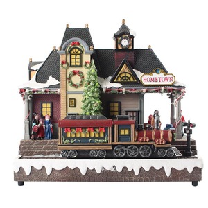 Decoraciones Navideñas <span class=keywords><strong>de</strong></span> Tren Luminoso Colorido en Movimiento 2026, Adornos Artesanales <span class=keywords><strong>de</strong></span> Plástico y Resina - Product Image 1