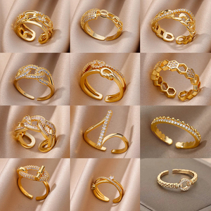 Minimalist Stacking <strong>Ring</strong> European American Style 18K Gold Plated <strong>Adjustable</strong> Non Tarnish Copper <strong>Ring</strong> - Product Image 4