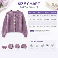 Cardigan personnalisé pour femme, style vintage, en tricot épais à carreaux, anti-plis, col rond, boutonné, à manches lanternes côtelées, coupe standard