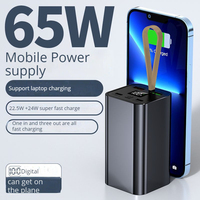 Batterie externe 65W 30000mAh Chargeur portable Charge rapide USB-C/Micro USB 4 ports PD3.0 Boîtier métallique pour iPad et téléphone