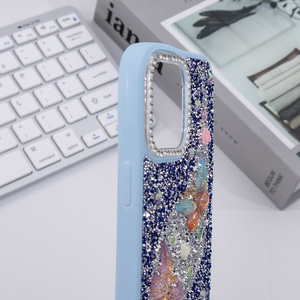 Coque de téléphone portable en diamant pour <span class=keywords><strong>iphone</strong></span> 15 14 13 Glitter Butterfly Girls Back Cover Fundas Protector De Celular Estuches Forro - Product Image 4