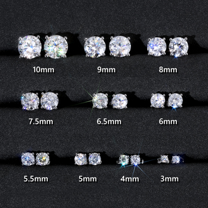 Boucles d'oreilles en moissanite 9MM, argent S925, <span class=keywords><strong>testeur</strong></span> <span class=keywords><strong>de</strong></span> <span class=keywords><strong>diamant</strong></span> VVS, 6 carats, pour femmes, style hip-hop, plaqué or 14K, certification GRA, grandes boucles d'oreilles pour hommes - Product Image 4