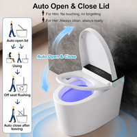 DaYan Toilette intelligente avec couvercle à ouverture automatique, chasse d'eau à capteur, anti-éclaboussures, séchoir à air chaud à bulles, siège chauffant, IPX4, pour villa