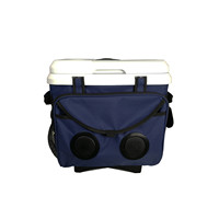 Glacière portable à roulettes 18L en plastique avec fonction haut-parleur, rétention de glace, logo personnalisé pour usage extérieur, vin, nourriture et canettes