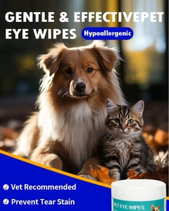 Nettoyant hypoallergénique pour animaux de compagnie, lingettes pour les yeux, élimination des taches de larmes, sans parfum, sans fragrance, doux et sans danger pour les chiens et les chats - Product Image 4