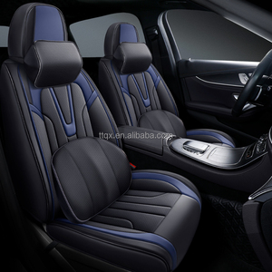 Housses de siège auto en cuir Nappa bleu saphir avec support lombaire, compatibles airbag, toutes saisons, ajustement universel pour <span class=keywords><strong>Ford</strong></span> <span class=keywords><strong>Fiesta</strong></span> <span class=keywords><strong>2018</strong></span>-2025 - Product Image 2