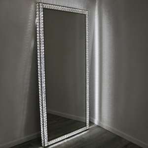 <span class=keywords><strong>Espejo</strong></span> <span class=keywords><strong>de</strong></span> Cristal <span class=keywords><strong>de</strong></span> Lujo <span class=keywords><strong>de</strong></span> Cuerpo Entero con Luz LED, <span class=keywords><strong>Espejo</strong></span> <span class=keywords><strong>de</strong></span> Vanidad con Diamantes para Maquillaje en el Baño, para Cumpleaños y Bodas - Product Image 4