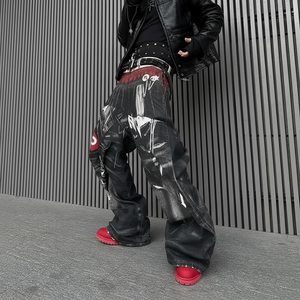 กางเกงยีนส์ทรงแบ็กกี้ DiZNEW 2025 ลายกราฟฟิตี พิมพ์ลาย <span class=keywords><strong>3</strong></span> มิติ เทคโนโลยีเลเซอร์ สไตล์ฮิปฮอป คุณภาพสูง - Product Image 1