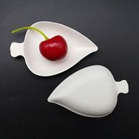 Assiette jetable en bagasse de canne à sucre en forme de feuille de 3,15 pouces, petit plat à sauce soja, plat en bagasse de canne à sucre