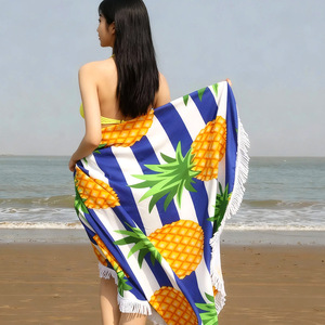 Serviette <span class=keywords><strong>de</strong></span> plage ronde imprimée <span class=keywords><strong>de</strong></span> haute qualité personnalisée à prix abordable Serviette <span class=keywords><strong>de</strong></span> plage personnalisée en tissu microfibre tissé - Product Image 4