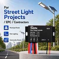 Contrôleur de charge solaire intelligent Sukite PWM Flat 3212 3.2V 20W 15A pour éclairage public à énergie solaire avec capteur