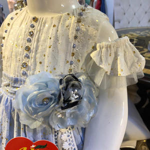 Robe en coton pour fille, tenue princesse avec dentelle, manches 3d, prix d'usine, nouvelle collection, - Product Image 4