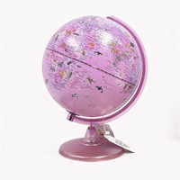 Globe terrestre lumineux rose de 10 pouces pour enfants avec carte animale, veilleuse LED, jouet éducatif de géographie pour enfants
