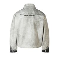 2025 hommes toile veste haute rue Style américain friche court abstrait imprimé manteau support sale teint lavé conception