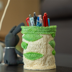Organisateur de crayons en loofah naturel, support de bureau multifonctionnel fait main, nouveau modèle 2025, design DIY de haute valeur - Product Image 3