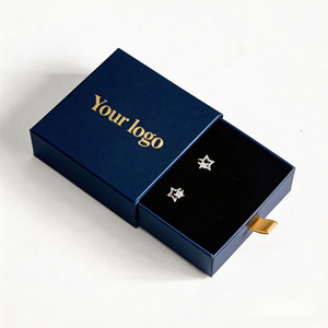 Boîte d'emballage <span class=keywords><strong>de</strong></span> bijoux en carton rigide avec logo personnalisé <span class=keywords><strong>de</strong></span> luxe, à glissière, pour collier, boucles d'oreilles, bague, bracelet - Product Image 3