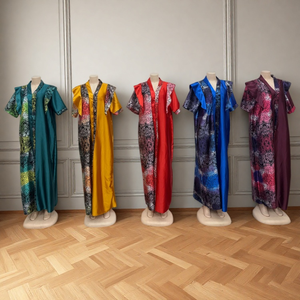 Nuovi Caftani Stampati Oversize all'Ingrosso, Abito Musulmano da <span class=keywords><strong>Donna</strong></span> con Scollo a V e Maniche Corte - Product Image 2