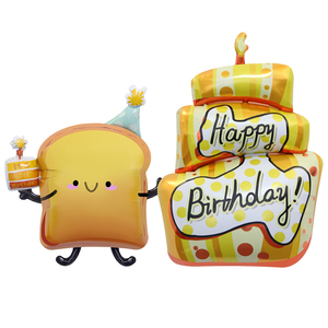 Palloncini a Tema Pasticceria, Simpatici Palloncini in Foil a Forma di Toast e Torta di Compleanno per Feste Brunch e Decorazioni in Stile Caffetteria - Product Image 1