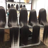 Grosir 13X6 tanpa lem penuh HD renda depan Wig kutikula selaras 100% tidak diproses rambut Indian mentah Virgin Wig MANUSIA UNTUK WANITA HITAM