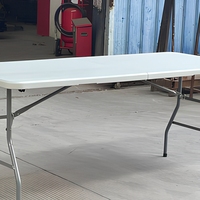 Table pliante rectangulaire de 6 pieds, en plastique, pliable, portable, pour fêtes, camping, pique-niques et repas en plein air