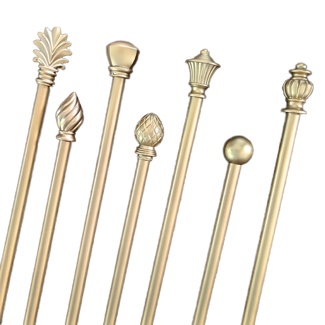 Decorative Curtain Rod Set Finials Luxury Gold Window Treatment End Caps Vintage Brass Curtain Pole Heads for 19/25/28mm Rods