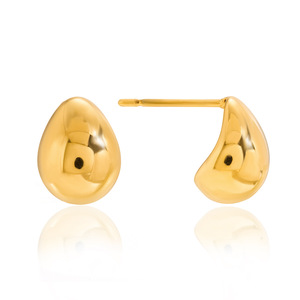 Pendientes de tuerca con forma de gota de agua, chapados en oro de 18k, de acero inoxidable, diseño geométrico, joyería de moda. - Product Image 5
