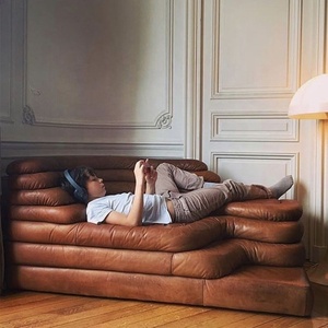 <span class=keywords><strong>Canapé</strong></span> Meijia Vintage Hill Terrace, luxe léger, cuir véritable, tissu façonné, moderne, simple, tendance, salon - Product Image 2