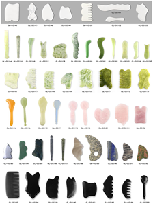 Strumento di massaggio facciale in pietra Gua Sha Bian al quarzo rosa con pelle Anti-età che stringe e ringiovanisce GuaSha di giada verde per dimagrire - Product Image 3