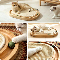 Griffoir pour chat en bois de style japonais en stock, durable avec boule ovale, jouet pour animaux de compagnie en bois massif