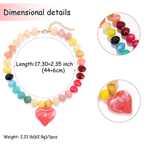 <span class=keywords><strong>Collana</strong></span> Boho <span class=keywords><strong>con</strong></span> Perline Acriliche Arcobaleno e Ciondolo a <span class=keywords><strong>Cuore</strong></span> <span class=keywords><strong>Grande</strong></span> Placcato Oro, Trendy e Vistosa per Feste e Vacanze - Product Image 5