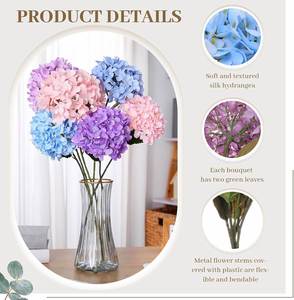 Haies d'hortensias artificielles en soie faites à la main, réalistes et de haute qualité, à 5 têtes, modernes, pour Noël, mariage, fête des Mères, Saint-Valentin - Product Image 4