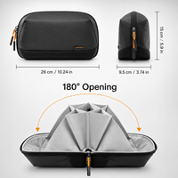 Sac de voyage pour accessoires électroniques en polyester durable Grande capacité Organisateur de câbles ouverts à 180 degrés Poids léger à la mode