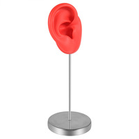 Présentoir à faible coût pour modèles d'oreilles en silicone avec base métallique argentée, support d'affichage pour boucles d'oreilles, accessoires d'oreille, modèle d'oreille pour piercing