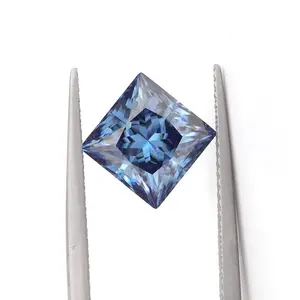 蓝色5x5 6x6 7x7 8x8 9x9 10x10mm毫米合成公主切割VVS硅石彩色松散钻石准备装运硅石