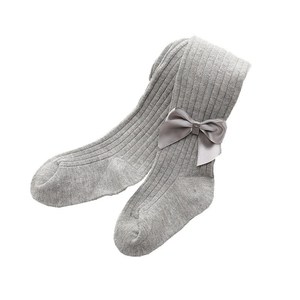 Collants pour filles d'automne en 6 couleurs, chaussettes pour bébé, collants à nœud côtelés doux - Product Image 4