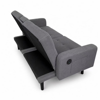 Konvertierbares Zweisitzer-Schlafsofa mit herunterklappbarer Konsole, USB-Ladeanschluss, zwei Getränkehaltern und Seitentasche für Wohnzimmer und Schlafzimmer