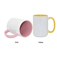 Mug à sublimation de 15 oz, blanc, en céramique, avec revêtement pour sublimation, mug DIY, impression par sublimation