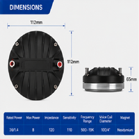 HDE-1090 Haut-parleur à compression en néodyme 1,4" VC, diaphragme en titane, boîtier métallique, 120W AES, 8 ohms pour système de sonorisation PA