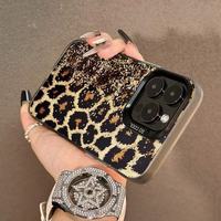 Casing Handphone TPU PC Berlapis Perak dengan Motif Leopard Emas Berkilau untuk iPhone 11 12 13 14 15 16 17 18 Pro Max