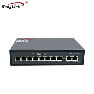Wanglink Personalizar 8 puertos + 2 puertos de enlace ascendente Conmutador PoE 10/100M para cámara IP Hikvision