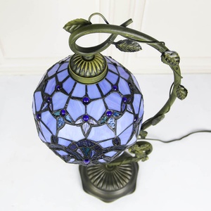 LongHuiJing Mediterranean LED Stained Glass Tiffany Style Dome Reading Table Lamp 8-Inch 2700K Warm White AC Flexible Simple - Product Image 3