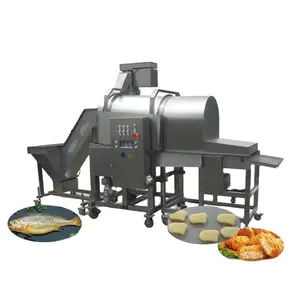 Nuovo prodotto Hamburger automatico industriale Hamburger Patty Breader farina di pesce impanatura cibo pane macchina di rivestimento