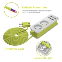 Multiprise 1/2 EU, 4 ports USB, 1200W, 250V, 1.5m, câble mural Portable, prises multiples, prises EU