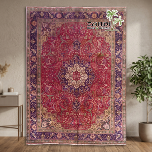 Tapis en laine tissé à la main de Tabriz, motif complexe au charme du monde ancien, artisanat d'artisans qualifiés pour le salon - Product Image 3