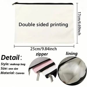 Wholesale Blank White Pencil <b>Case</b> Canvas Diy Craft Zipper Travel Toiletry Cosmetic Sotage Custom Cotton <b>Makeup</b> Bag With Logo - Product Image 2