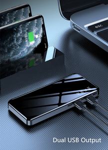 미러 20000mah 전원 은행 블랙 블루 빠른 충전 외부 배터리 팩 LCD 휴대용 휴대 전화 충전기 Powerbank 20000mah - Product Image 4