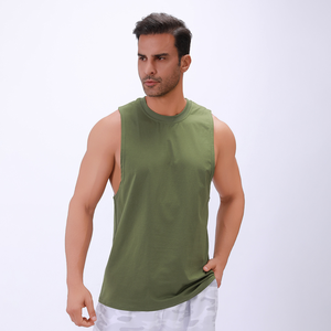 Camisetas deportivas sin mangas de algodón personalizadas para hombre, camisetas sin mangas para entrenamiento, gimnasio, correr muscular, camisetas sin mangas deportivas, Impresión de fabricante - Product Image 6